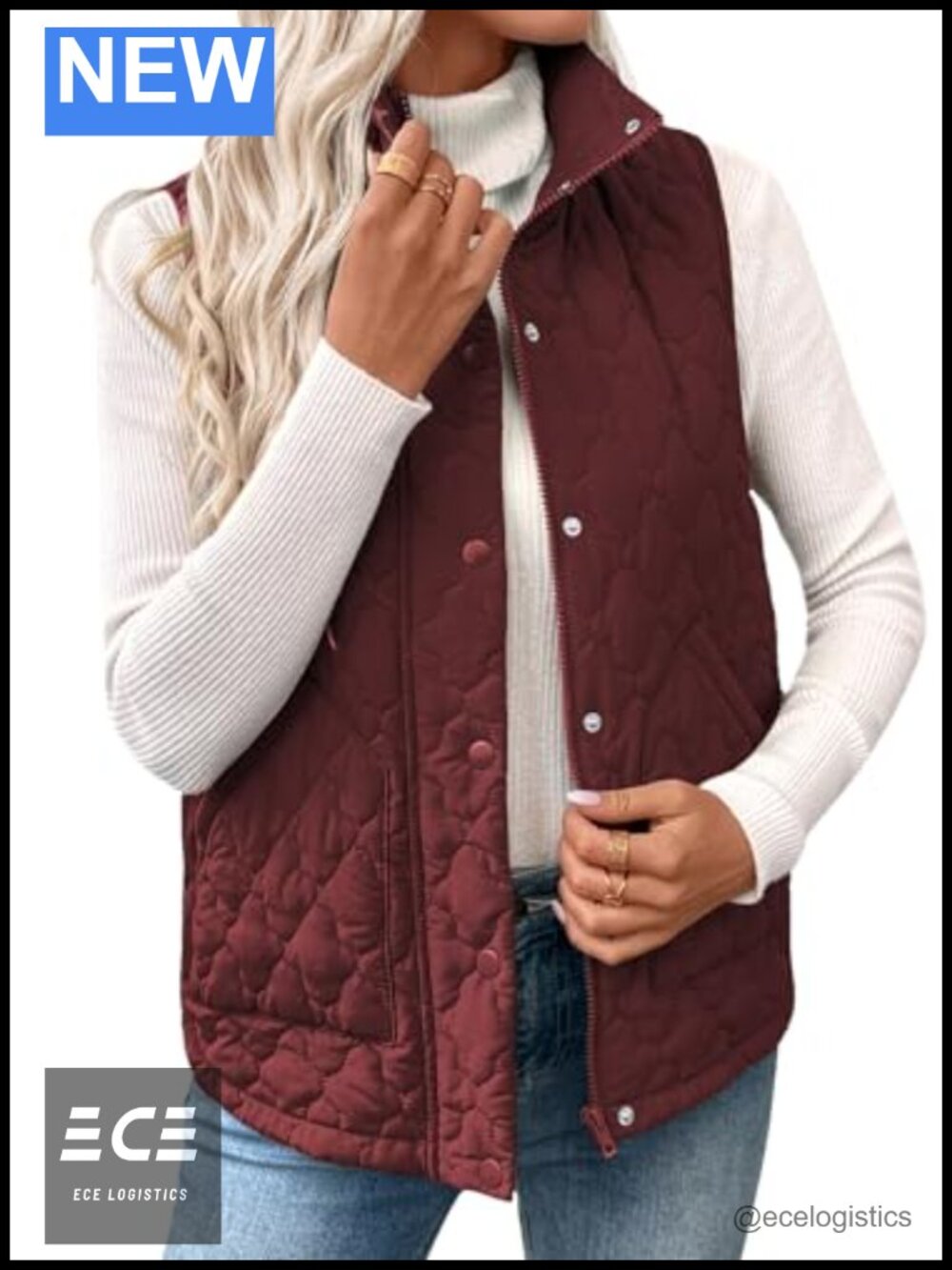 EVALESS Womens Puffer Vest Lightweight Quilted Sleeveless Zip Up Jacket